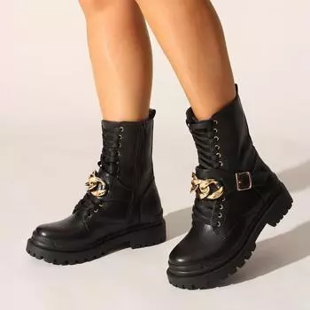 Черные кожаные женские ботинки и ботильоны