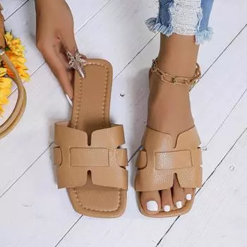 Черные кожаные женские тапочки с открытым каблуком, сандалии на плоской подошве, пляжная обувь, обувь для пары, повседневная обувь 36