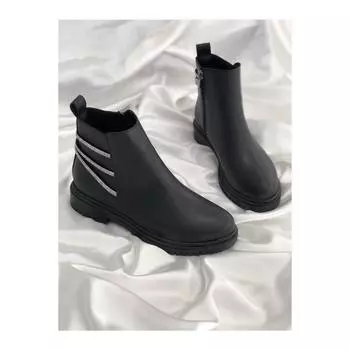 Черные кожаные зимние ботинки Wanda Stone Stone на молнии