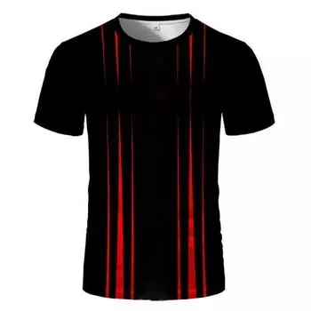 Черные красные полосатые мужские футболки в стиле хип-хоп, забавные уличные футболки с короткими рукавами и 3D-принтом S