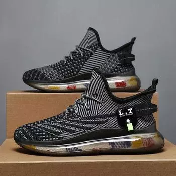 Черные кроссовки для бега, повседневные кроссовки, белые уличные туфли с дышащей сеткой, мужская легкая амортизирующая спортивная обувь 39
