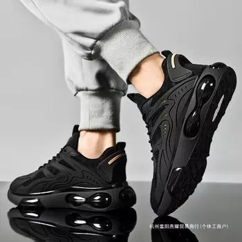 Черные кроссовки на воздушной подушке мужские весенние дышащие 2024 новые спортивные кроссовки для пап Putian мужские кроссовки для бега 36