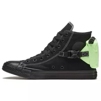 Черные кроссовки унисекс Converse Chuck Taylor All Star Buckle Up High Black Ghost Green 168262C 42