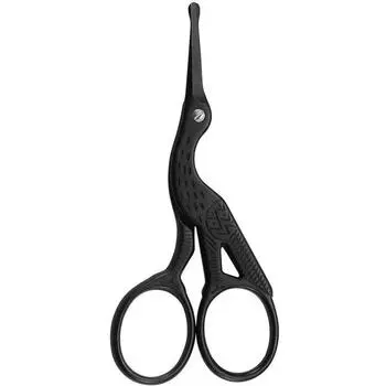 Черные круглые ножницы для волос в носу, ножницы для красоты аиста для бровей, волос в носу, бороды, ушей, ножницы для бровей из нержавеющей стали серебряный