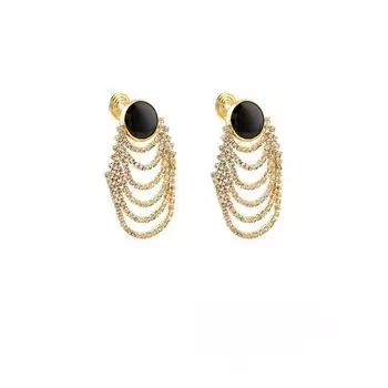 Черные круглые серьги-цепочки с кисточками и стразами, новые модные противомоскитные спирали без пирсинга, клипсы для ушей