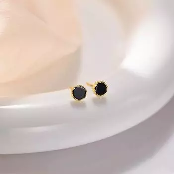 Черные круглые серьги-гвоздики для женщин. Серьги простого нишевого дизайна, маленькие и изысканные серьги в корейском стиле.