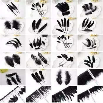 Черные крылья ангела из перьев своими руками и украшения для свадеб и аксессуаров для одежды small floating, 4-8cm, 50 pieces чёрный