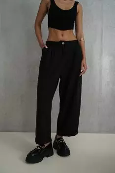 Черные льняные брюки из твила