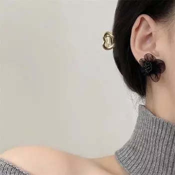 Черные лепестки кружевные серьги-гвоздики для женщин креативный дизайн темперамент личность ювелирные изделия подарок девушке Brincos