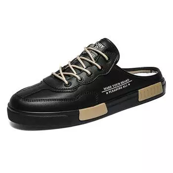 Черные летние новые мужские тапочки, брендовая удобная повседневная обувь для мужчин, модные плоские кроссовки высокого качества, полутапочки, большой размер 45 38 зелёный