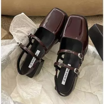 Черные летние женские босоножки на толстом каблуке с квадратным носком, туфли без застежек для женщин, балетки, удобные женские босоножки с бантом 35