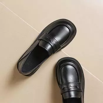 Черные маленькие кожаные туфли женские летние британские туфли на плоской подошве большие мокасины женские туфли большого размера 41-43 35