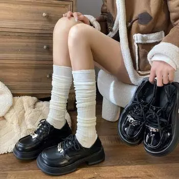 Черные маленькие кожаные туфли женские сто в британском стиле ретро толстая подошва толстые с круглым носком туфли Lefou одинарные туфли 35