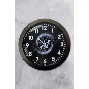 Черные металлические настенные часы с надписью Аллаха, 36 см