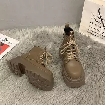 Черные милые и классные женские ботильоны-трубы Joker на толстой подошве в британском стиле, коллекция осень-зима 2024 года. 35