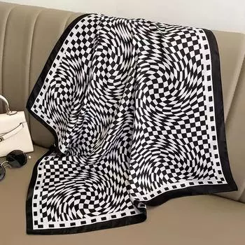 Черные модные шарфы 70*70 см для женщин, шаль с принтом, шелковый атласный хиджаб, шарф, женская бандана, квадратные повязки для волос для женщин 70x70cm