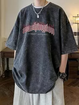 Черные модные топы в готическом стиле для женщин, большие размеры, винтажный уличный хип-хоп-топ с коротким рукавом, летние универсальные футболки больших размеров 2024 года S