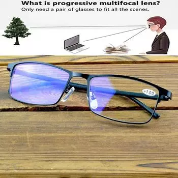 Черные мультифокальные очки для чтения Clara Vida Progressive в полной оправе от +1 до +4 +0.75 чёрный