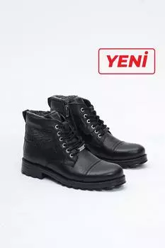 Черные мужские ботинки из натуральной кожи из овчины