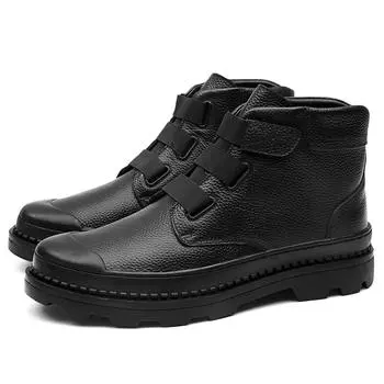 Черные мужские ботинки, осенне-зимняя обувь, мужские ботинки на платформе, модные повседневные кожаные ботинки, мужские мотоциклетные ботинки для инструментов, модные 38