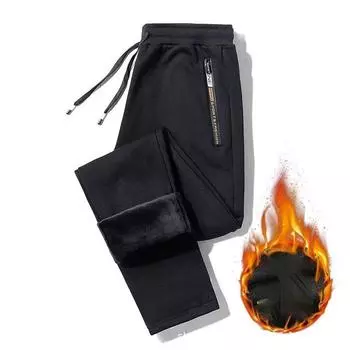 Черные мужские флисовые теплые брюки свободные термо брюки на шнурке осенне-зимняя верхняя одежда спортивные штаны S синий