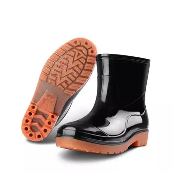 Черные мужские короткие сапоги из ПВХ для дождя Wellington, устойчивые к воздействию масел, кислот и щелочей, водонепроницаемые мужские сапоги для дождя оптом 40 чёрный