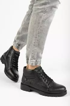 Черные мужские кожаные ботинки из натуральной кожи