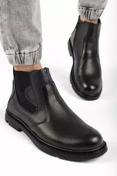 Черные мужские кожаные ботинки из натуральной кожи
