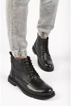 Черные мужские кожаные ботинки из натуральной кожи