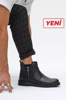 Черные мужские кожаные ботинки из натуральной кожи