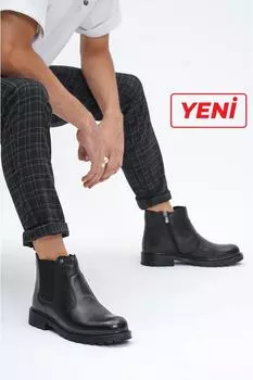 Черные мужские кожаные ботинки из натуральной кожи