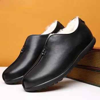 Черные мужские лоферы, кожаные дизайнерские туфли-лоферы, мужская зимняя кожаная повседневная обувь 38 чёрный