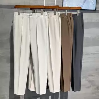 Черные мужские повседневные прямые брюки — модные, универсальные, свободного кроя для весны и осени 3XL чёрный