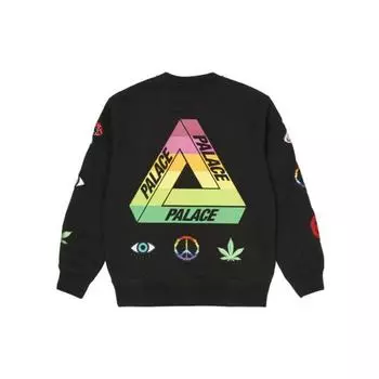 Черные мужские топы Palace Mixed Media Bitmap Crew P22CS206 L