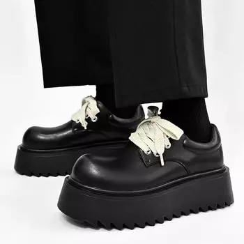 Черные мужские туфли Derby на толстой подошве, модные белые туфли со шнуровкой, стильный дизайн, для отдыха на природе, модные, для вечеринок, повседневные, качественные, молодежные туфли, новые 38 чёрный