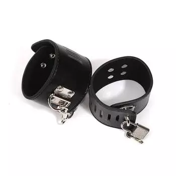 Черные наручники с замком для взрослых, секс-товары, женская страсть, игрушки для связывания, альтернативный кожаный флирт