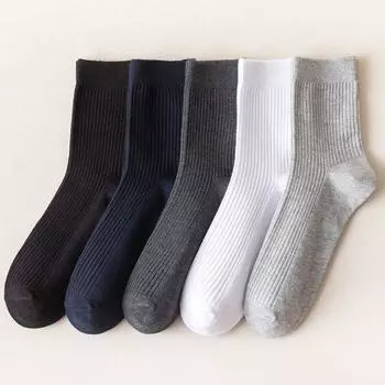 Черные носки мужские средние носки хлопковые носки дезодорант впитывающий пот однотонные универсальные чулки костюмные носки One Size темно-синий