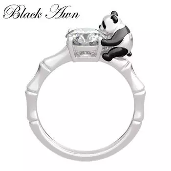 Черные открытые кольца Awn для женщин, регулируемое кольцо с изображением панды в виде животных