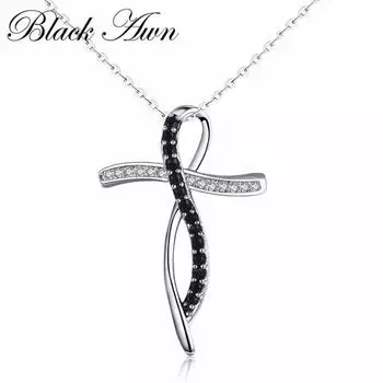 Черные ожерелья-крестики с подвесками для женщин