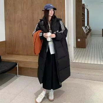 Черные парки для женщин, осенне-зимняя новая модная полосатая куртка с длинными рукавами, повседневные шикарные пальто большого размера с капюшоном S серый