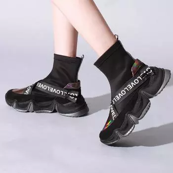 Черные платиновые сапоги и ботильоны