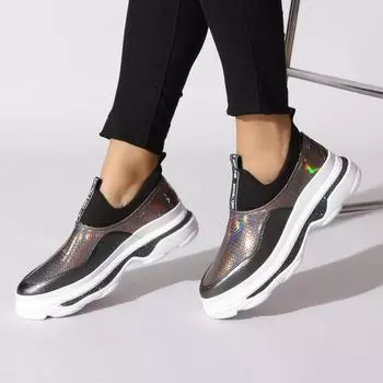 Черные платиновые женские кроссовки