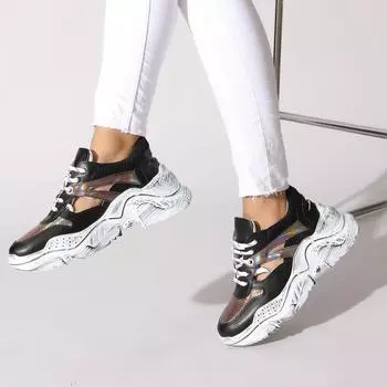 Черные платиновые женские кроссовки