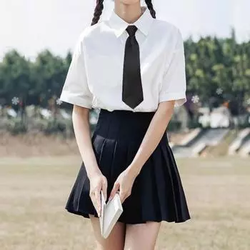 Черные плиссированные юбки для женщин, женская юбка А-силуэта с высокой талией, короткая одежда в стиле колледжа, японские женские брюки S чёрный