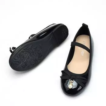 Черные плоские эластичные нескользящие туфли на весенней резинке для девочек 2024 года, модные красные туфли Мэри Джейн из искусственной кожи для детей, универсальные 24 чёрный