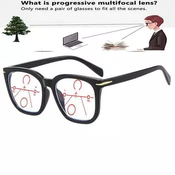 Черные поликарбонатные очки для чтения с полной оправой, модные ретро-трапеции, большие, удобные, прогрессивные, мультифокальные, от +0,75 до +4 +0.75 коричневый