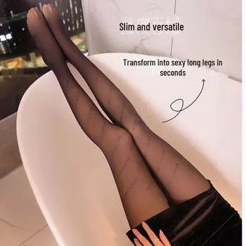 Черные прозрачные цельные утолщенные колготки на голую ногу - Весенняя коллекция Stirrup