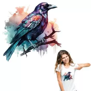 Черные птицы термонашивки животные наклейки виниловые термонакладки толстовки топы A-Level моющиеся Diy Parches Para Ropa