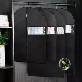 Черные пылезащитные чехлы для одежды, водонепроницаемые чехлы для одежды, пальто, костюм, защита для платья, подвесные сумки для одежды, органайзер для шкафа