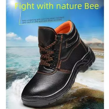 Черные рабочие ботинки со стальным носком: Защитная обувь, устойчивая к ударам и проколам YK-903, size 35 чёрный